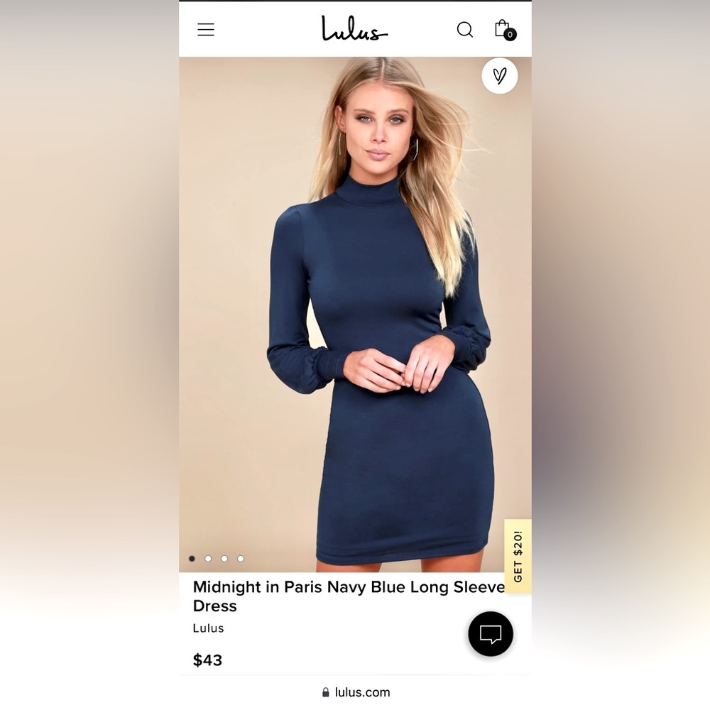 Lulus Navy Blue Long Sleeve Dress